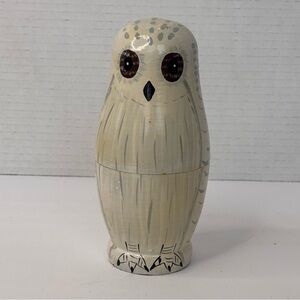 Snow Owl Matryoshka Nesting Dolls 6” to 1.5" "Vtg *Handpainted